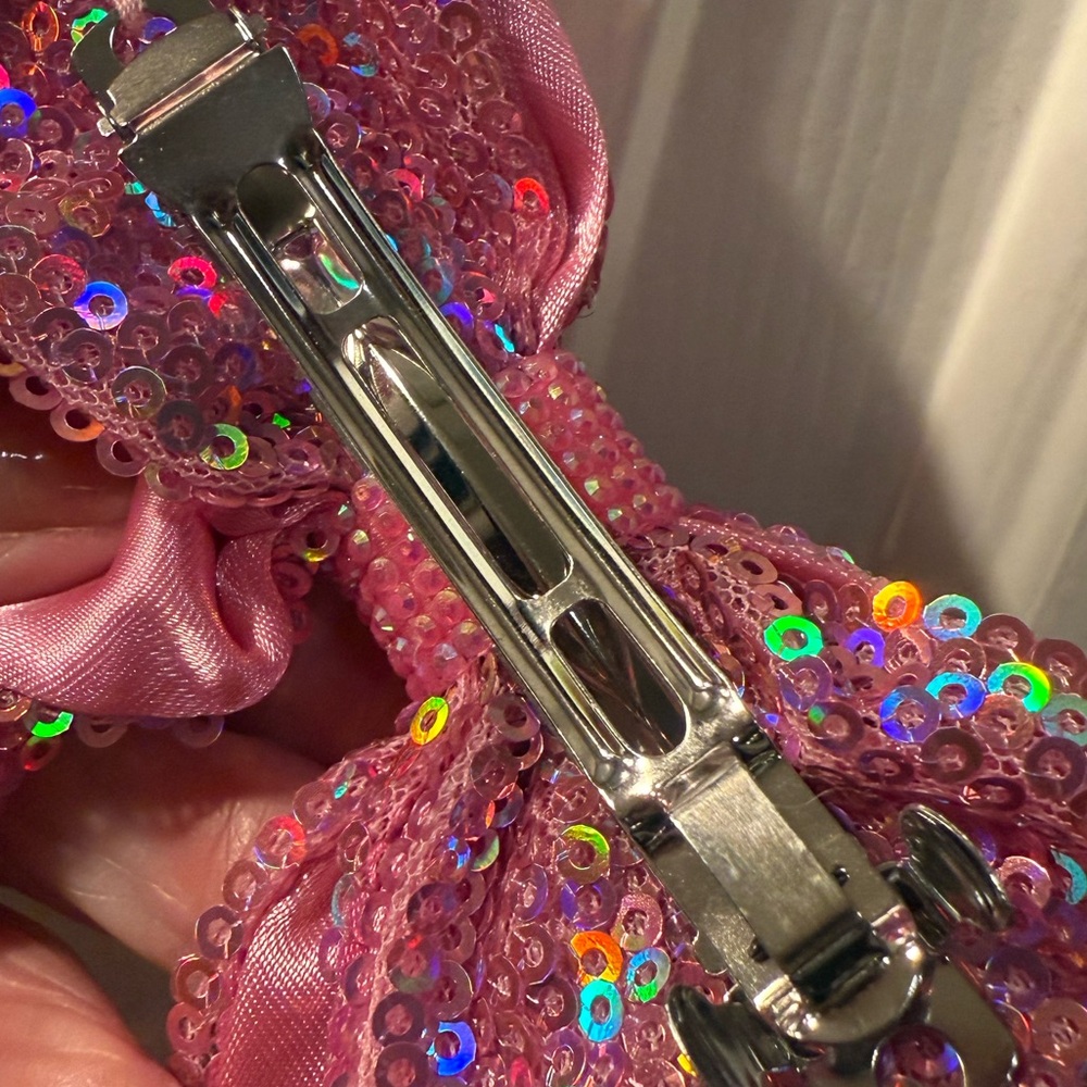 CAT & JACK PINK SEQUIN HAIR BOW CLIP - Picture 10 of 12